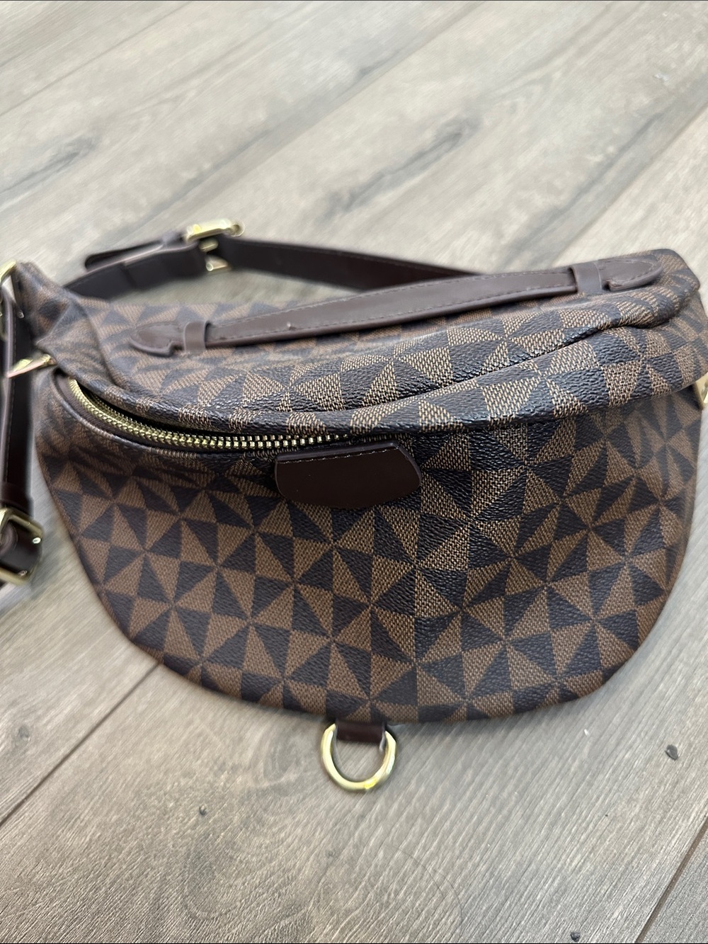 Amazon Brown Geometric Crossbody Belt Bag